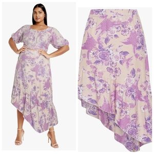 City Chic Floral Asymmetrical Skirt